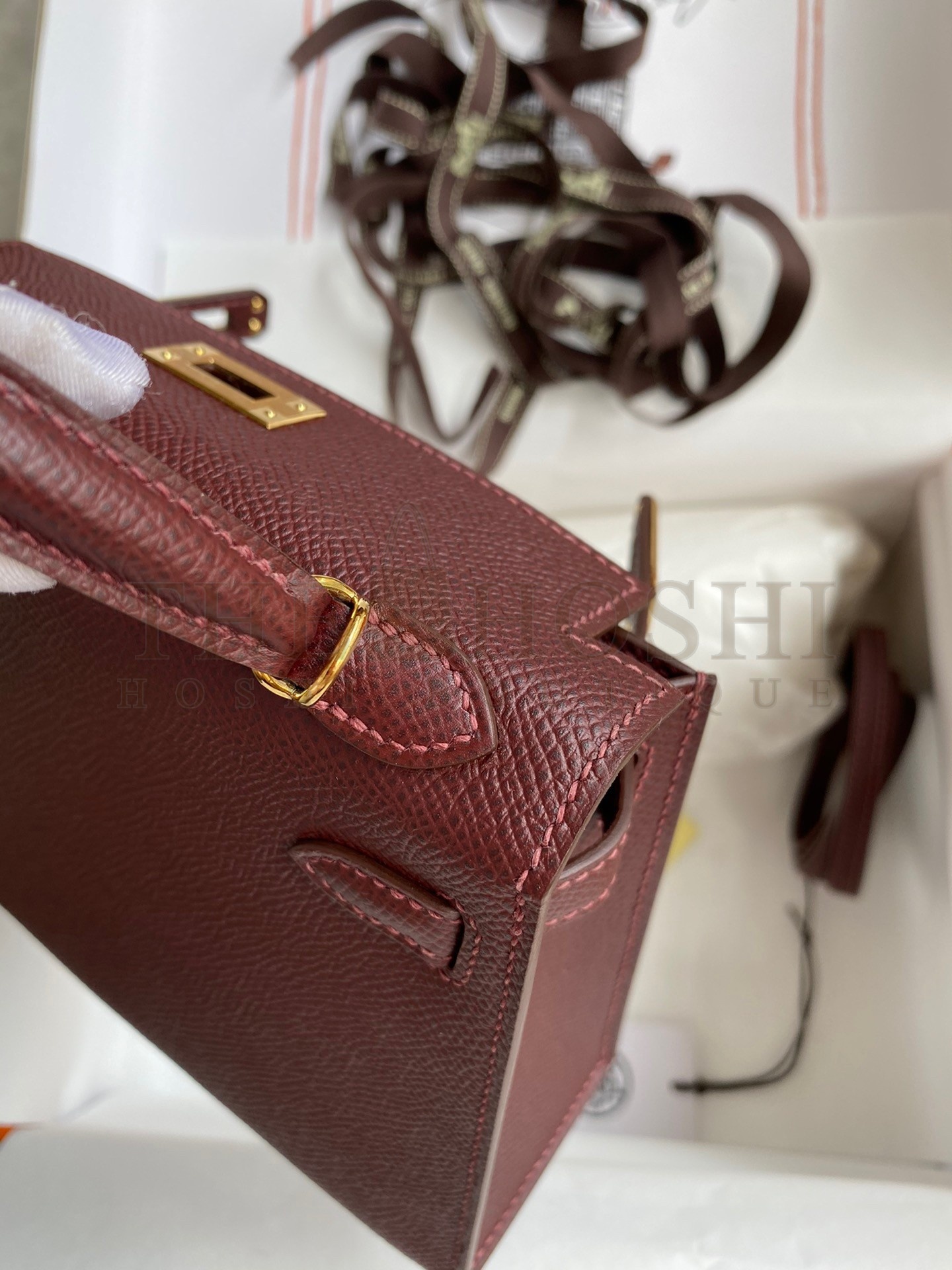 H**me5 Kelly Mini II Sellier Handmade Bag In Bordeaux Epsom Calfskin Master Quality
