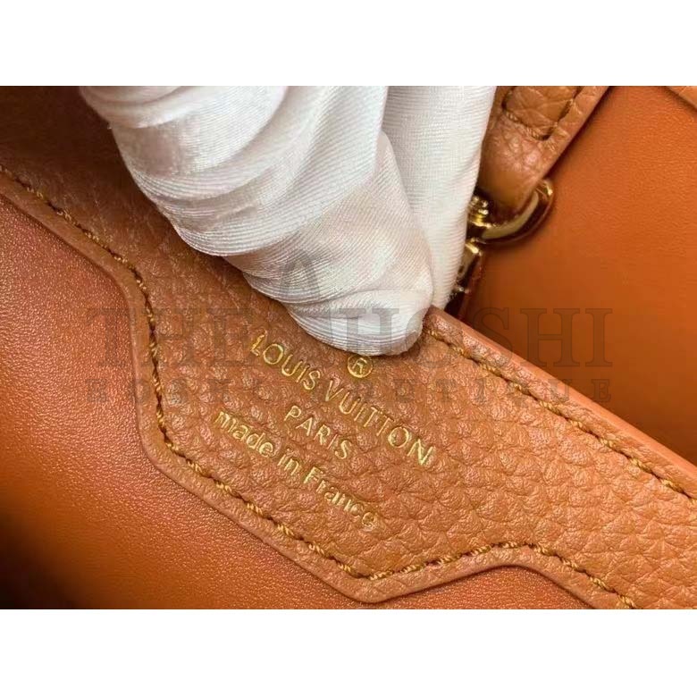 L0vis Vvtt0n LV Women Capucines MM Handbag Caramel Brown Taurillon Leather Canvas Master Quality