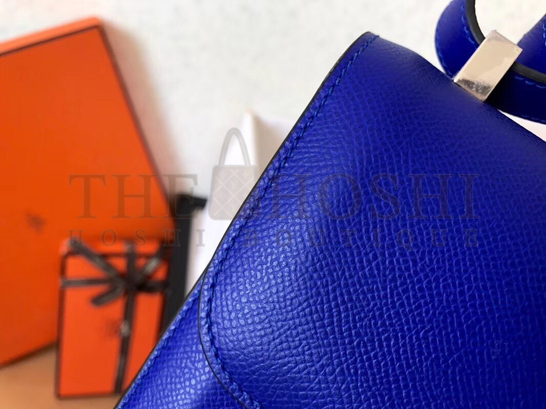 H**me5 Epsom Constance 24cm Blue Electric Handmade Bag Master Quality