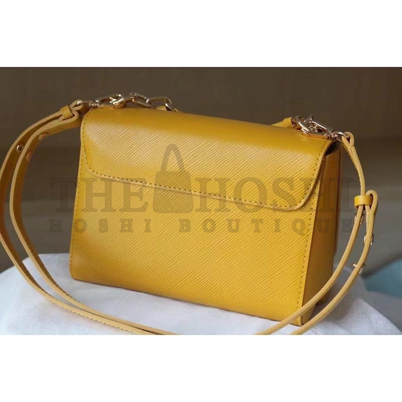 L0vis Vvtt0n LV Women Twist MM Handbag Sunflower Yellow Epi Grained Cowhide Leather Master Quality