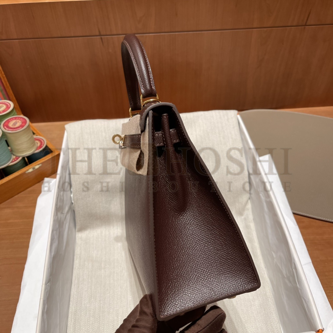 Kelly 28 in chocolate Epsom H**me5 bag 28cm gold hardware Master Quality