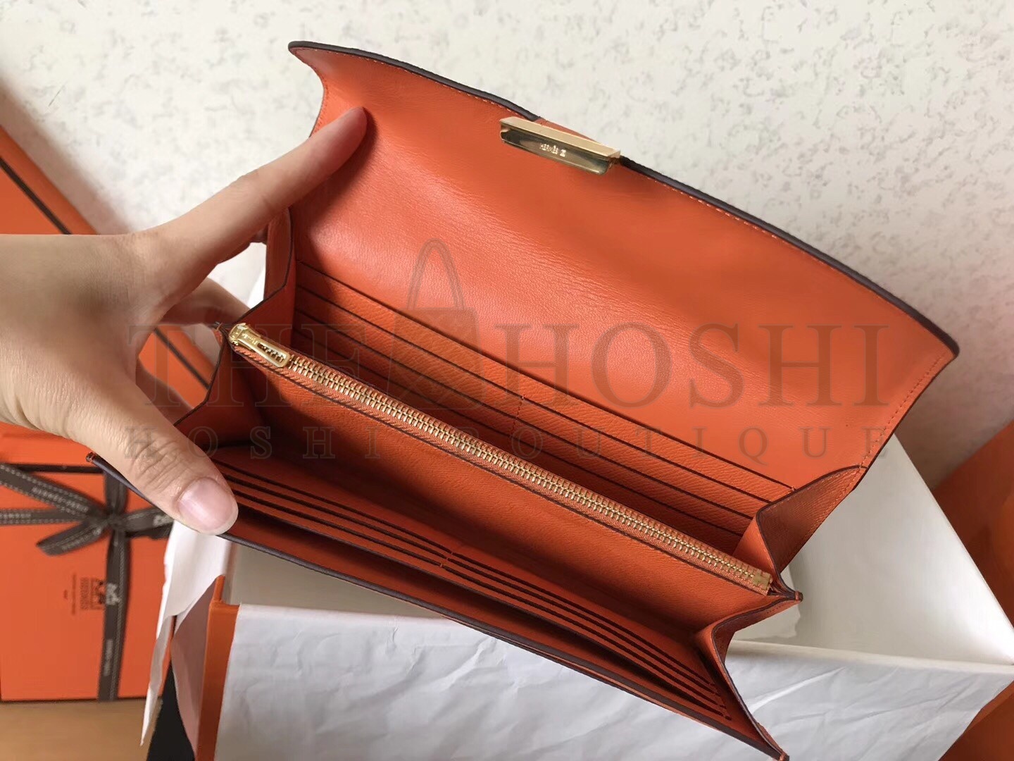 H**me5 Orange Epsom Constance Long Wallet Master Quality