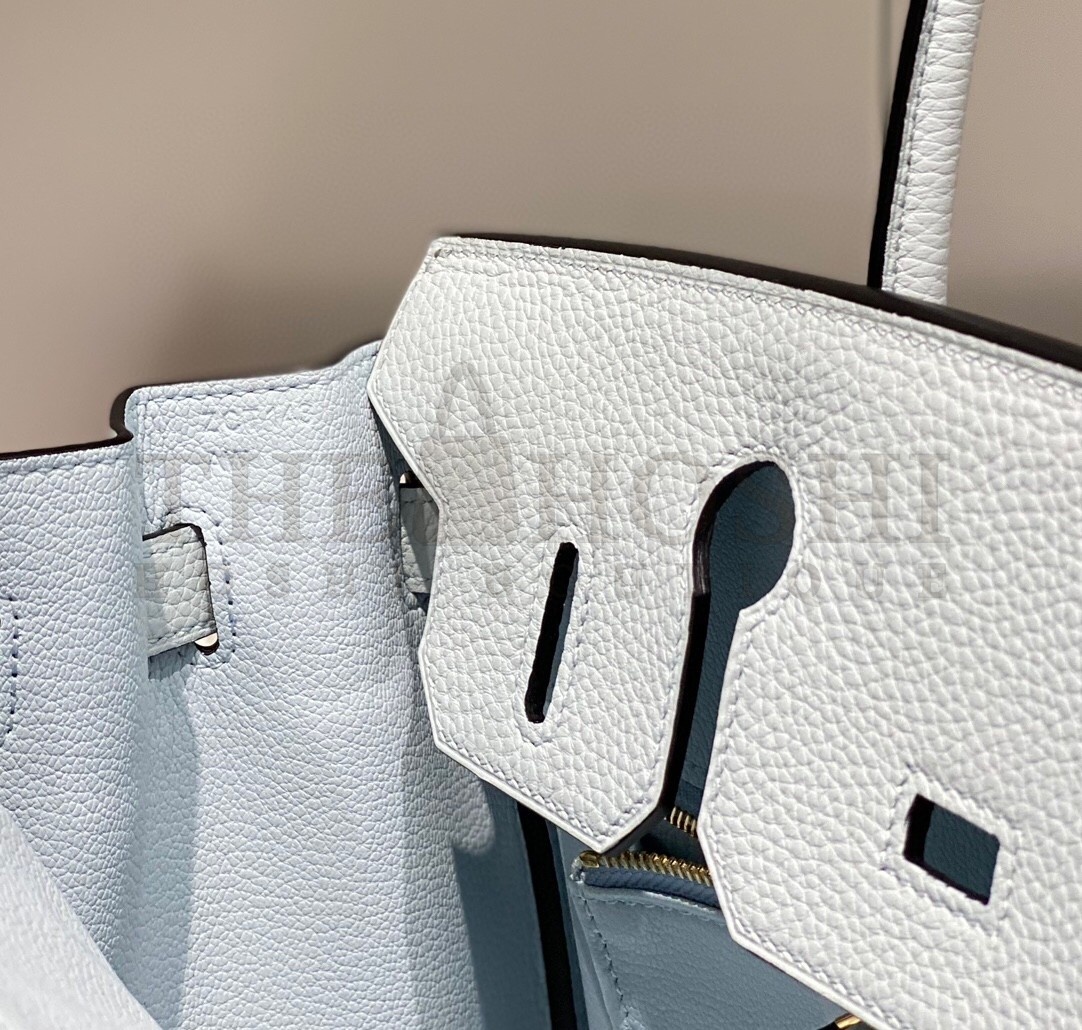 H**me5 Birkin 30cm Bag In Blue Brume Clemence Leather GHW Master Quality