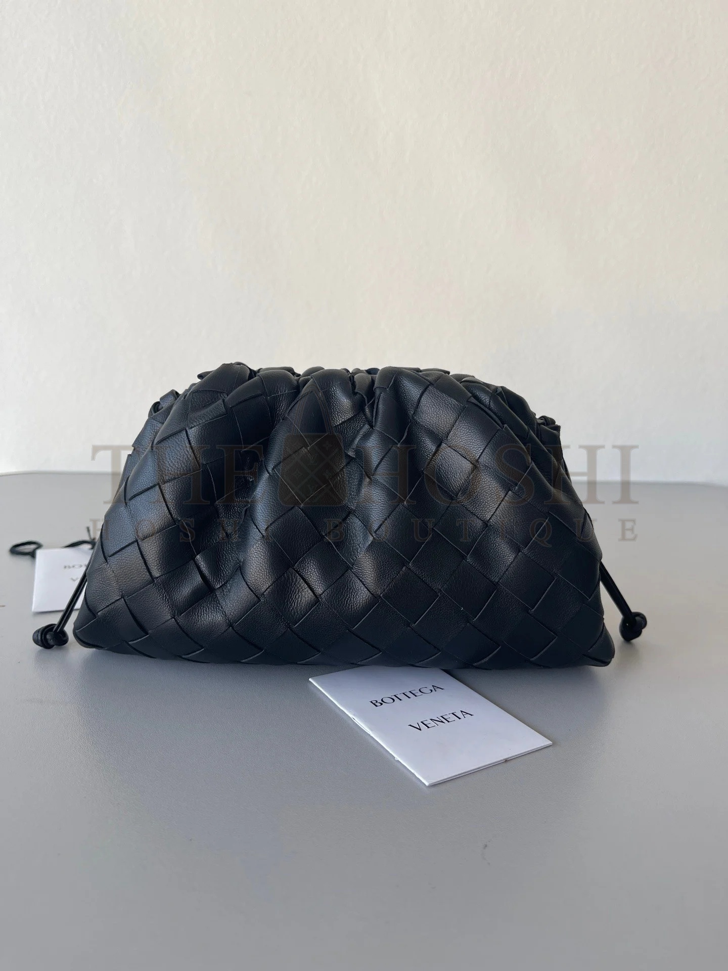 B0tt*ga Ven*ta Mini Pouch with Strap in Black Intrecciato Lambskin Master Quality