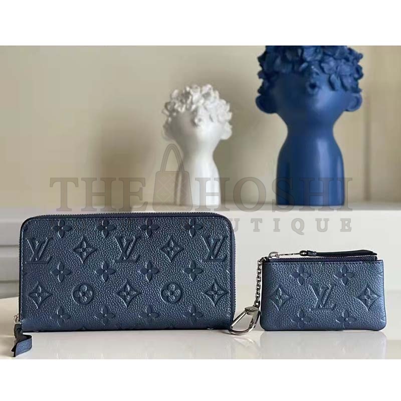 L0vis Vvtt0n LV Women Key Pouch Navy Nacre Embossed Grained Cowhide Leather Master Quality