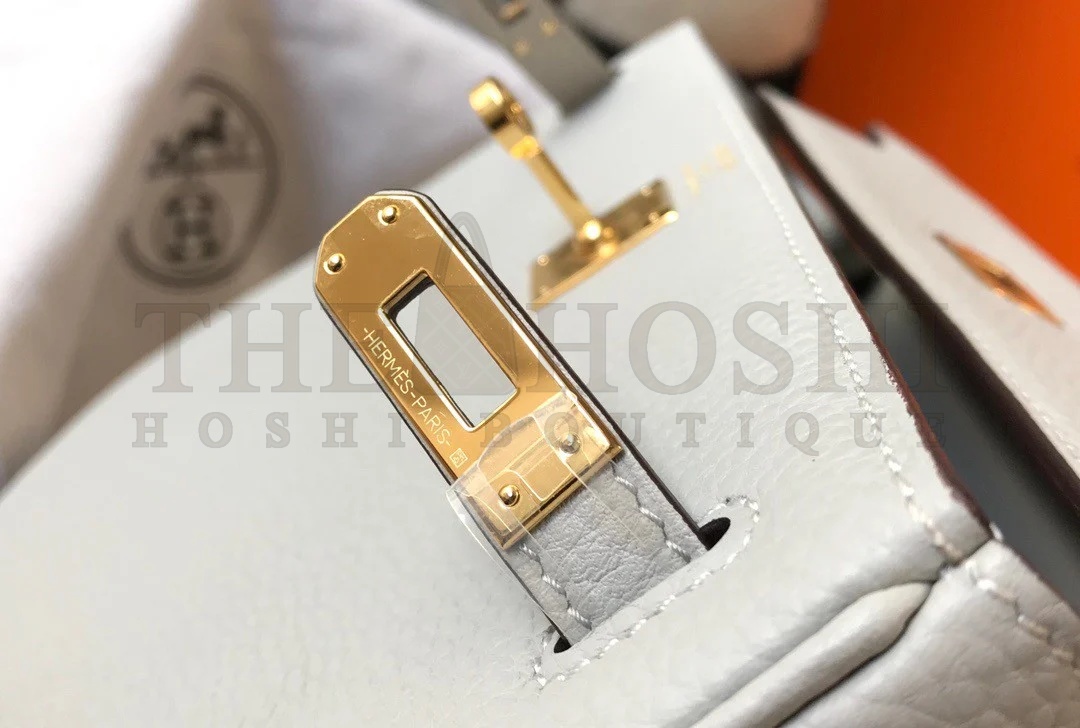 H**me5 Kelly 28cm Retourne Bag in Pearl Grey Clemence Leather GHW Master Quality