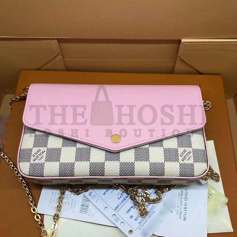 L0vis Vvtt0n LV Women Sarah Wallet in Damier Azur Canvas-Pink Master Quality