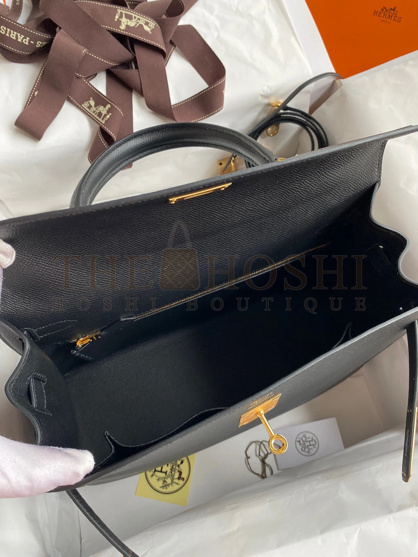 H**me5 Kelly Sellier 32 Handmade Bag In Black Epsom Calfskin Master Quality