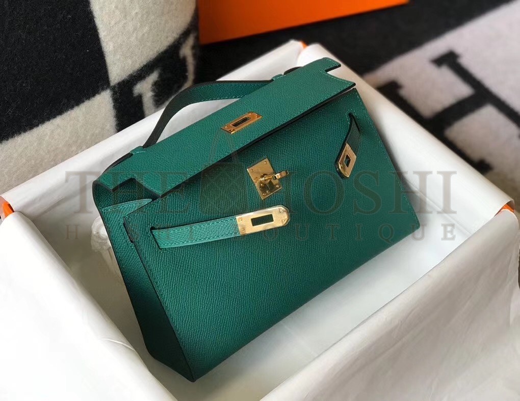 H**me5 Kelly Pochette Bag In Vert Veronese Epsom Leather Master Quality