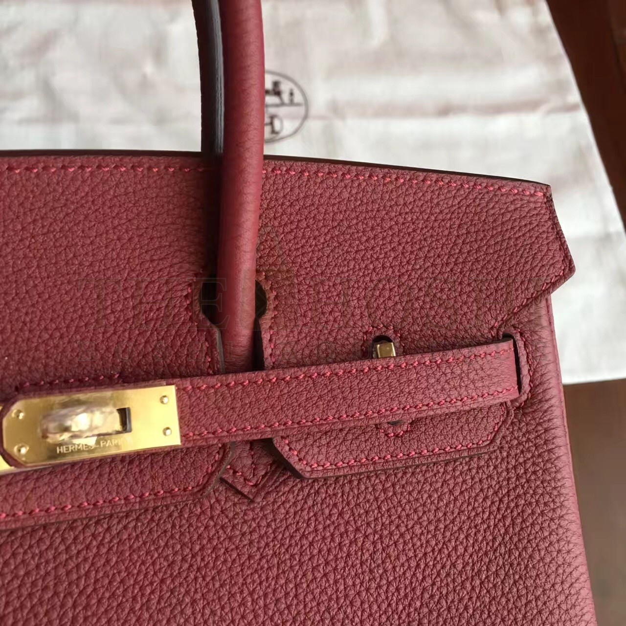 H**me5 Bordeaux Birkin 25cm Clemence Handmade Bag Master Quality