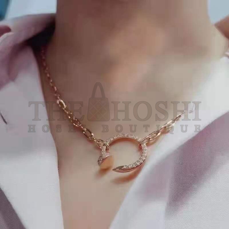 Ca*t1er ROSE GOLD WITH D1am0nd HOOP PENDANT NECKLACE Master Quality