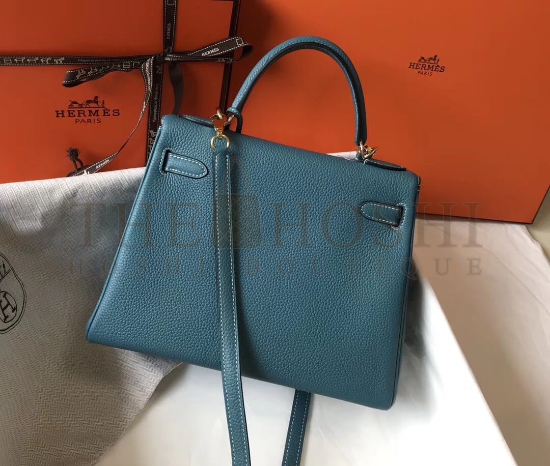 H**me5 Kelly 32cm Retourne Bag in Blue Jean Clemence Leather GHW Master Quality