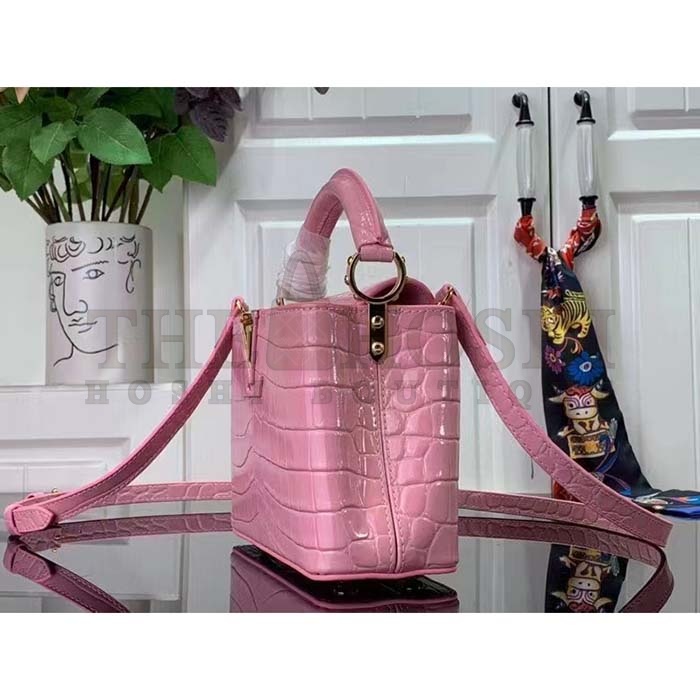 L0vis Vvtt0n LV Women Capucines Mini Handbag Pink Crocodilien Brillant Savoir Faire Master Quality