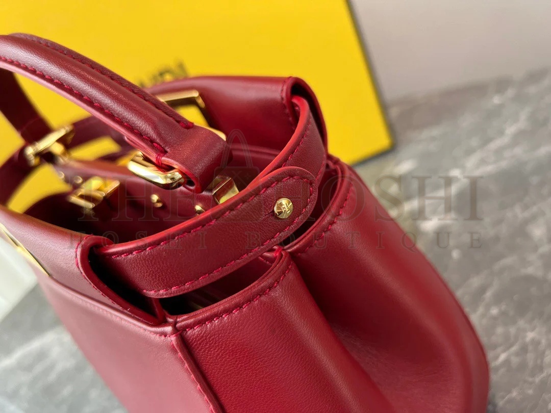F**di Peekaboo Mini Bag In Red Nappa Leather Master Quality