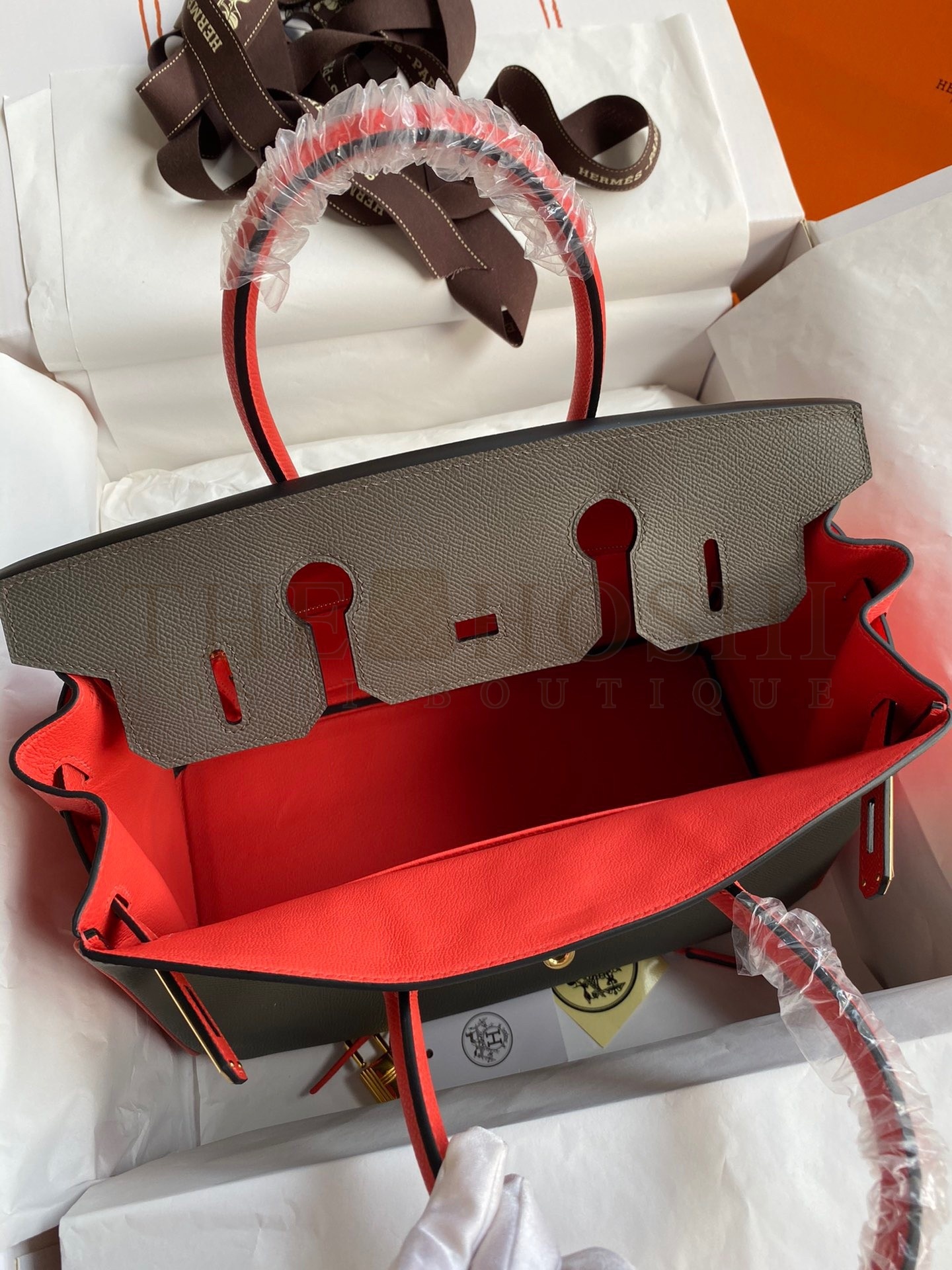 H**me5 HSS Birkin 30 Bicolor Bag in Etain and Piment Epsom Calfskin Master Quality