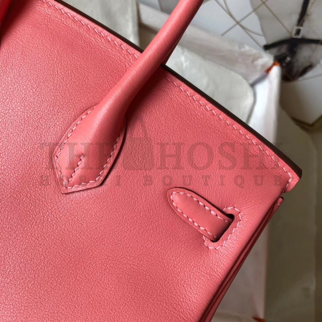 H**me5 Rose Lipstick Birkin 25cm Swift Handmade Bag Master Quality