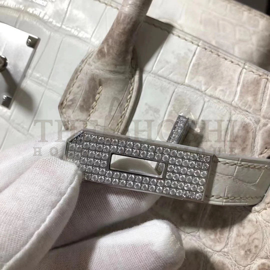 H**me5 Birkin 25 D1am0nd Bag In Himalaya Niloticus Crocodile Skin Master Quality