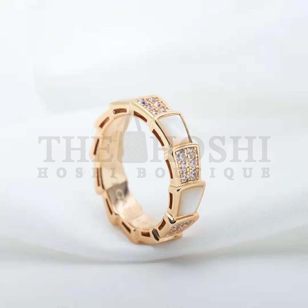Bv1g*ai Women Serpenti Viper Band Ring in 18 KT Rose Gold-White Master Quality