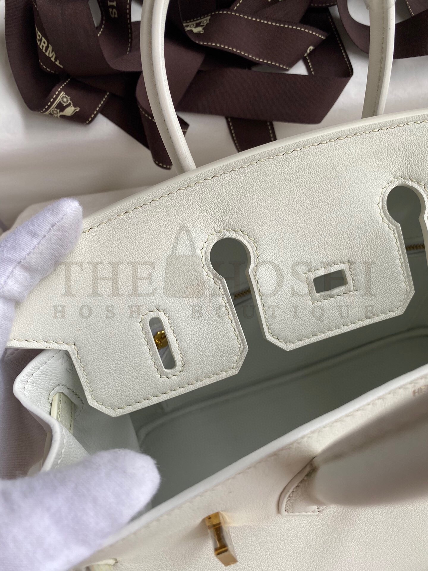 H**me5 Birkin 25 Retourne Handmade Bag In White Swift Calfskin Master Quality