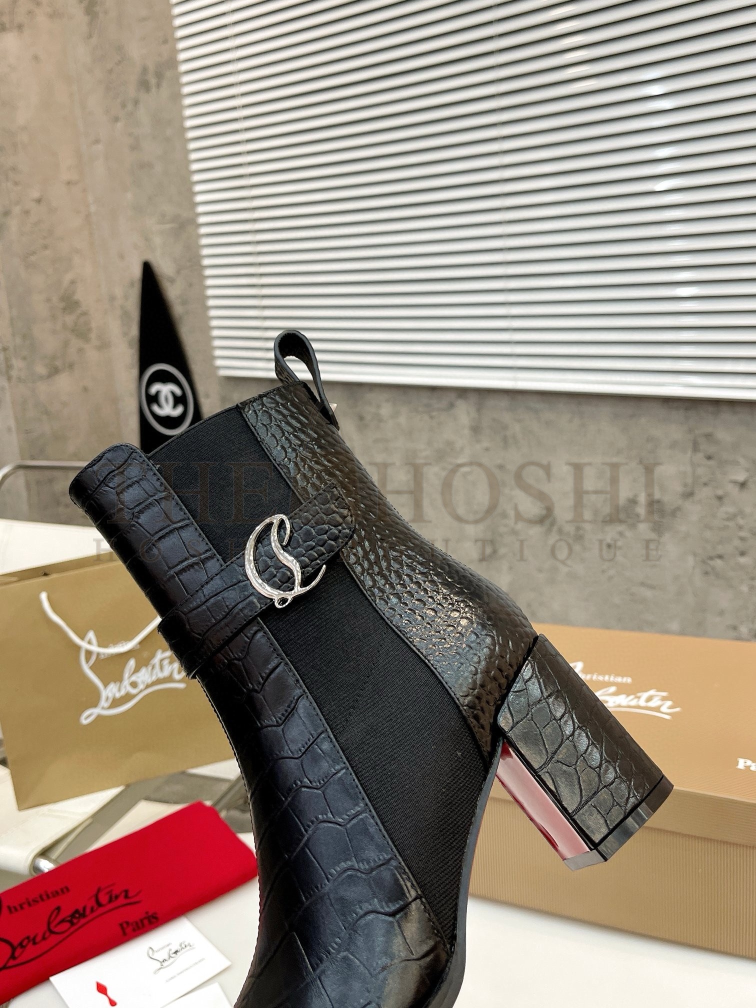 Chr1st1an Louboutin CL Chelsea Ankle Boots 70MM in Alligator Embossed Leather Master Quality