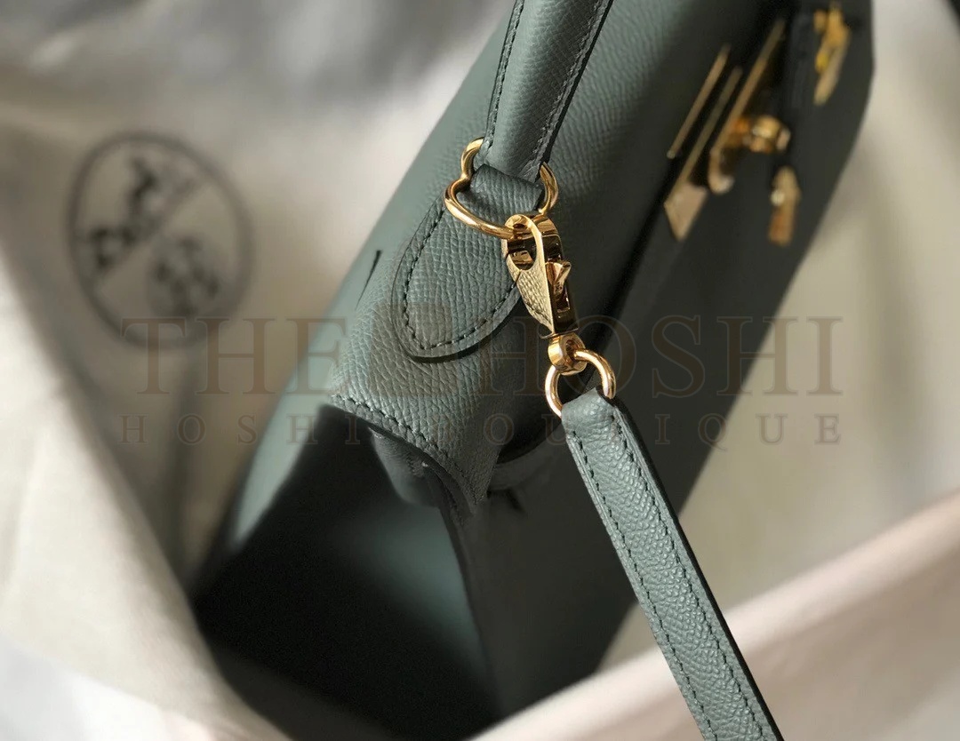 H**me5 Kelly 25cm Sellier Bag in Vert Amande Epsom Calfskin GHW Master Quality