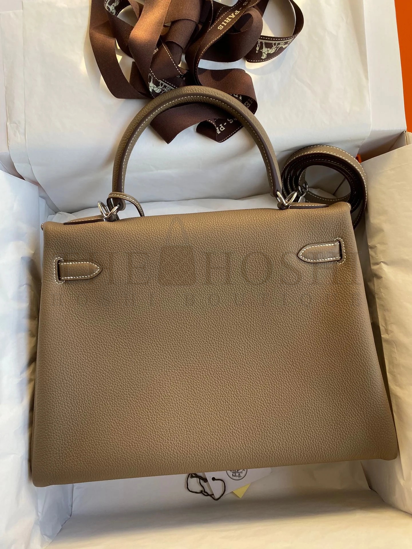 H**me5 Kelly Retourne 32 Handmade Bag In Taupe Clemence Leather Master Quality