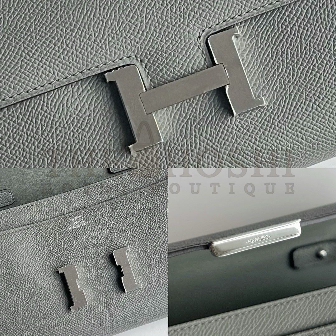 H**me5 Constance To Go Wallet in Gris Meyer Epsom Calfskin Master Quality