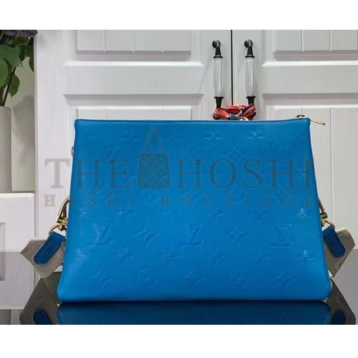 L0vis Vvtt0n LV Women Coussin MM Handbag Blue Lambskin Zip Closure Master Quality