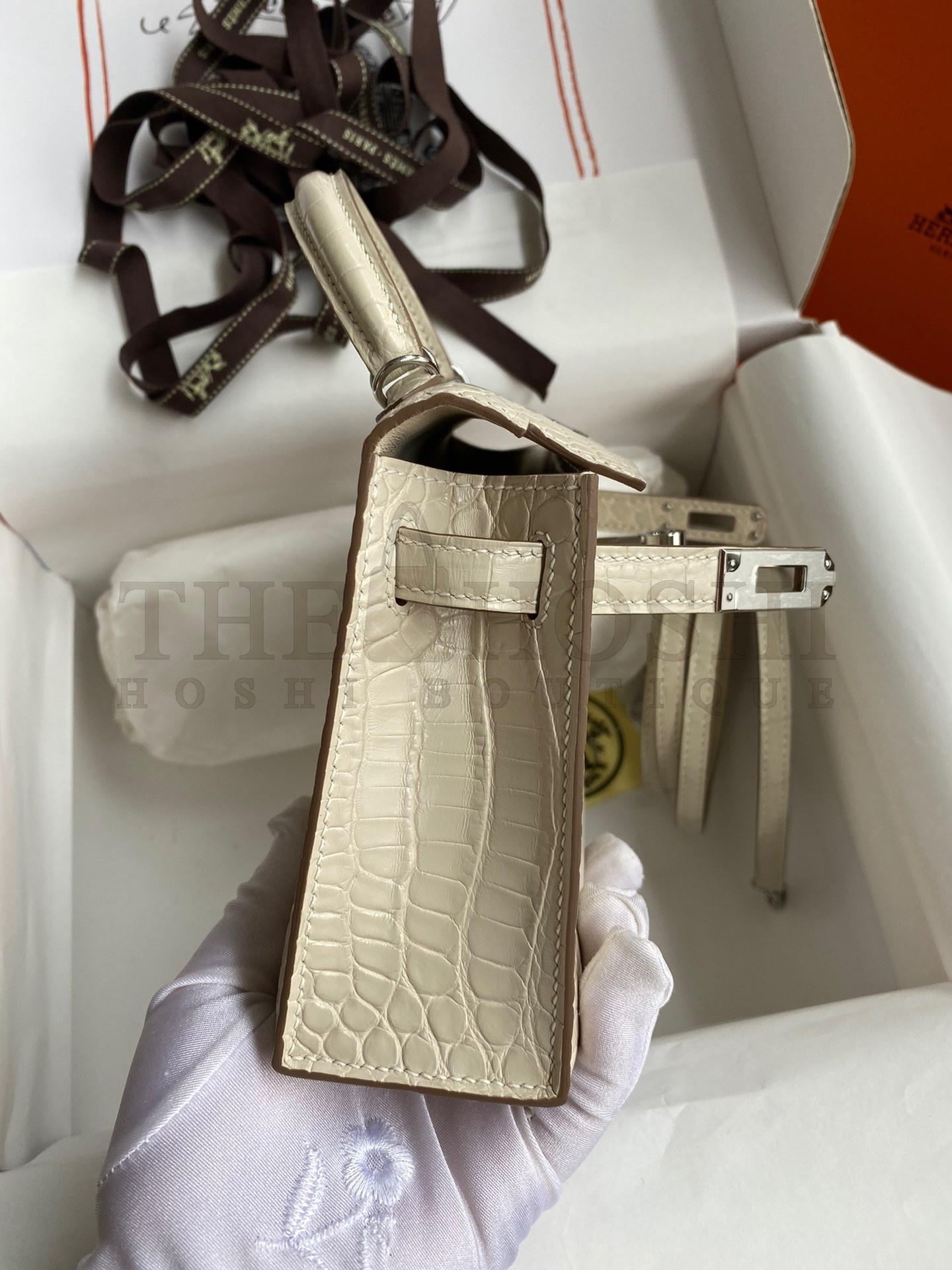 H**me5 Kelly Mini II Sellier Handmade Bag In Beton Matte Alligator Leather Master Quality