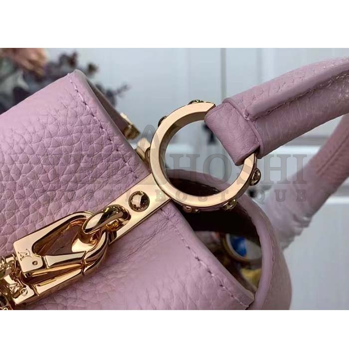 L0vis Vvtt0n LV Women Capucines Mini Handbag Jasmine Pink Taurillon Leather Master Quality