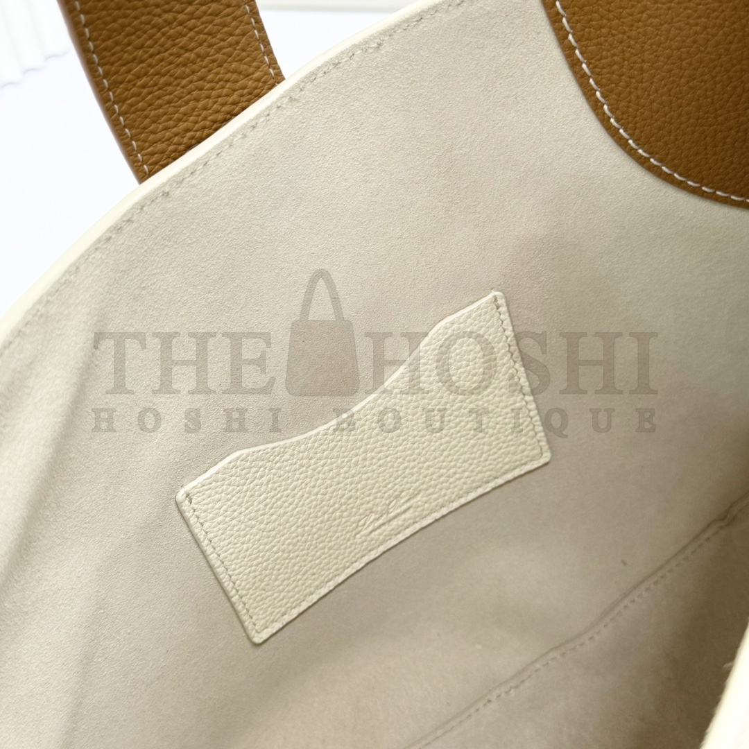 L0r0 P1ana Bobbin Bag White Splicing Leather 32x7x21cm Master Quality