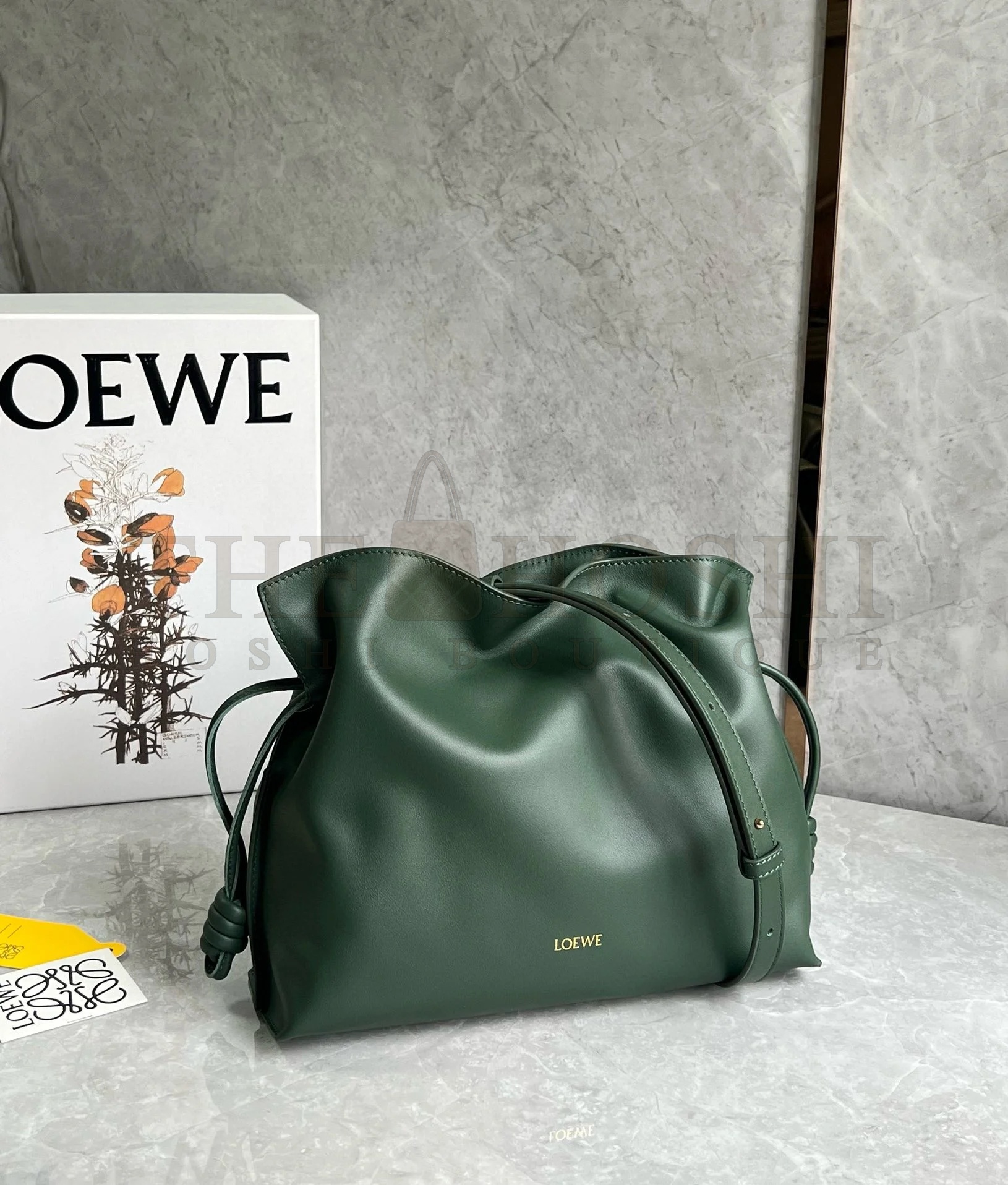 L0ew* Flamenco Clutch Bag in Bottle Green Nappa Calfskin Master Quality