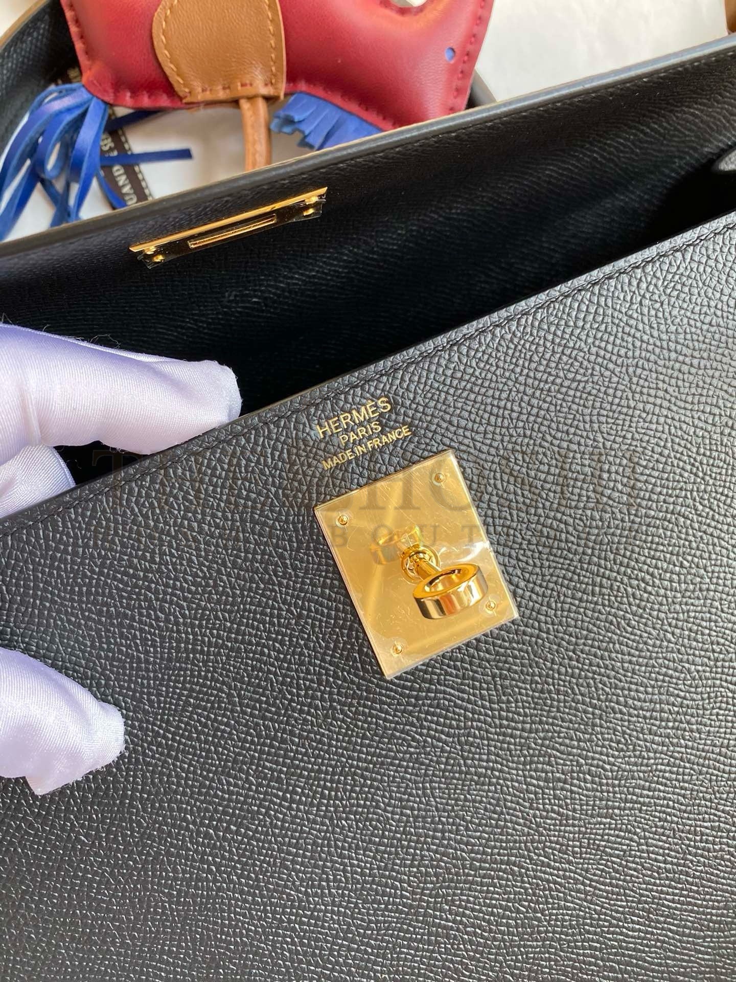 H**me5 Kelly Sellier 35 Handmade Bag In Black Epsom Calfskin Master Quality