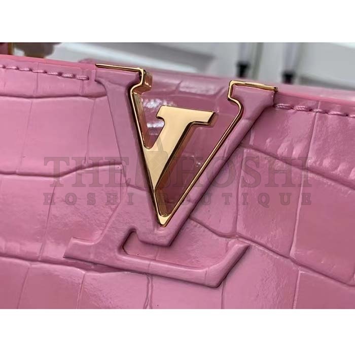 L0vis Vvtt0n LV Women Capucines Mini Handbag Pink Crocodilien Brillant Savoir Faire Master Quality