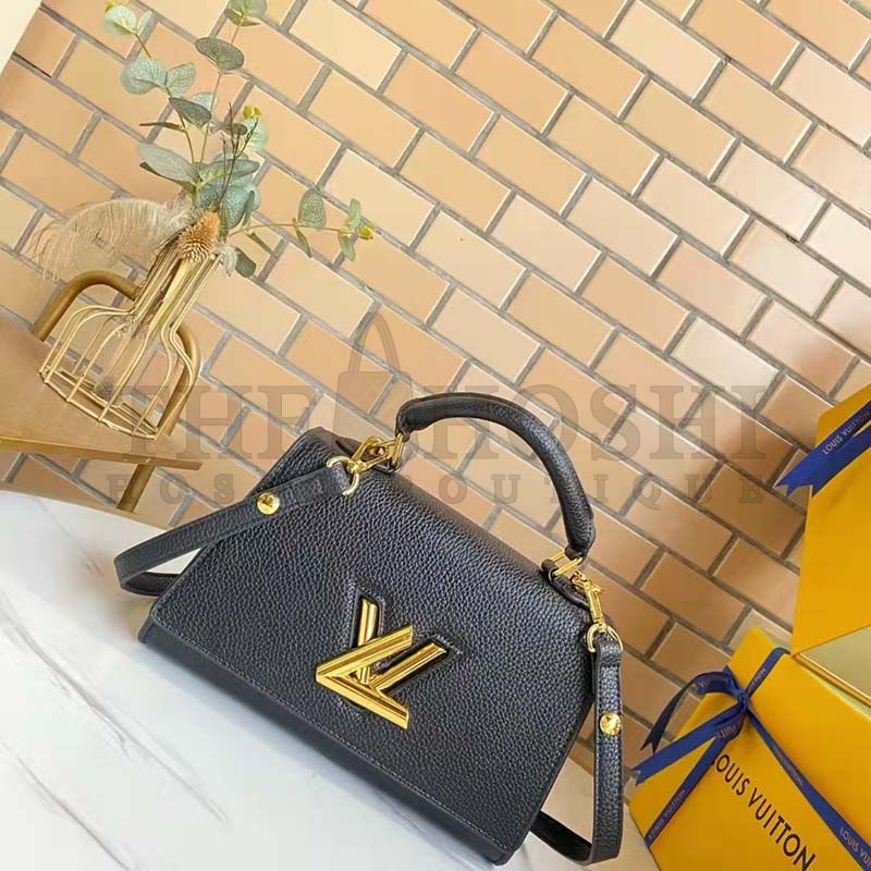 L0vis Vvtt0n LV Women Twist One Handle PM Handbag Black Taurillon Cowhide Master Quality
