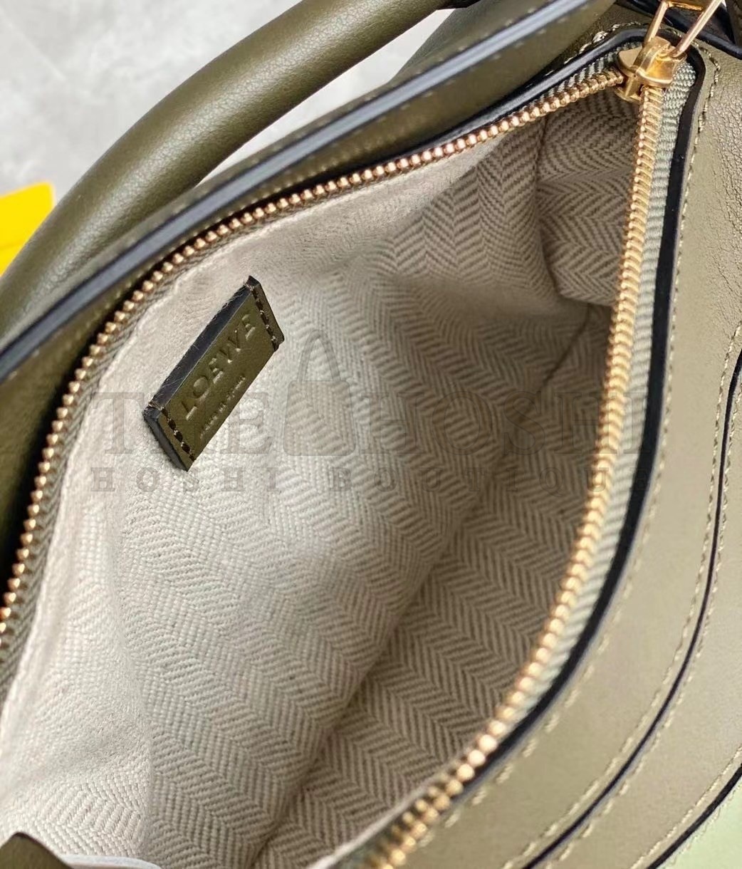 L0ew* Puzzle Mini Bag In Green/Oat Calfskin Master Quality