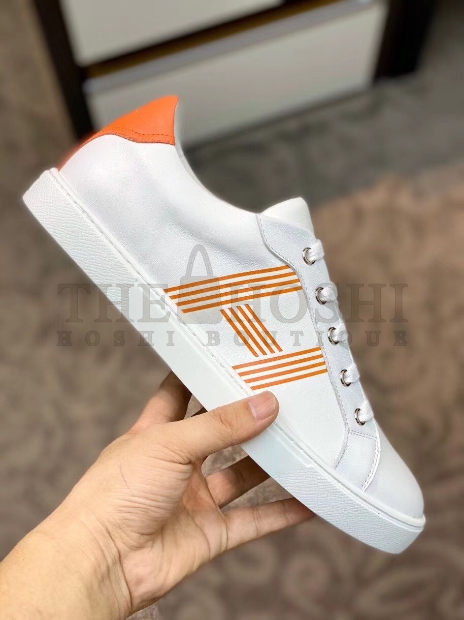 H**me5 Avantage Sneakers In White/Orange Calfskin Master Quality
