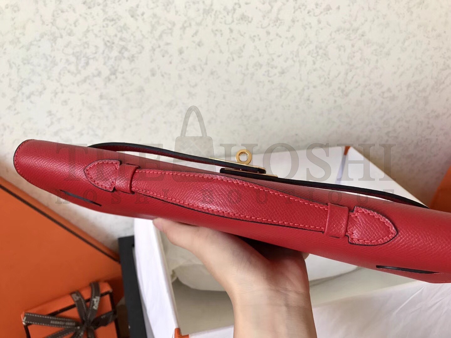 H**me5 Red Epsom Kelly Cut Handmade Bag Master Quality
