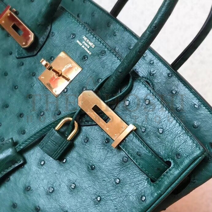 H**me5 Green Birkin 30cm Ostrich Handmade Bag Master Quality