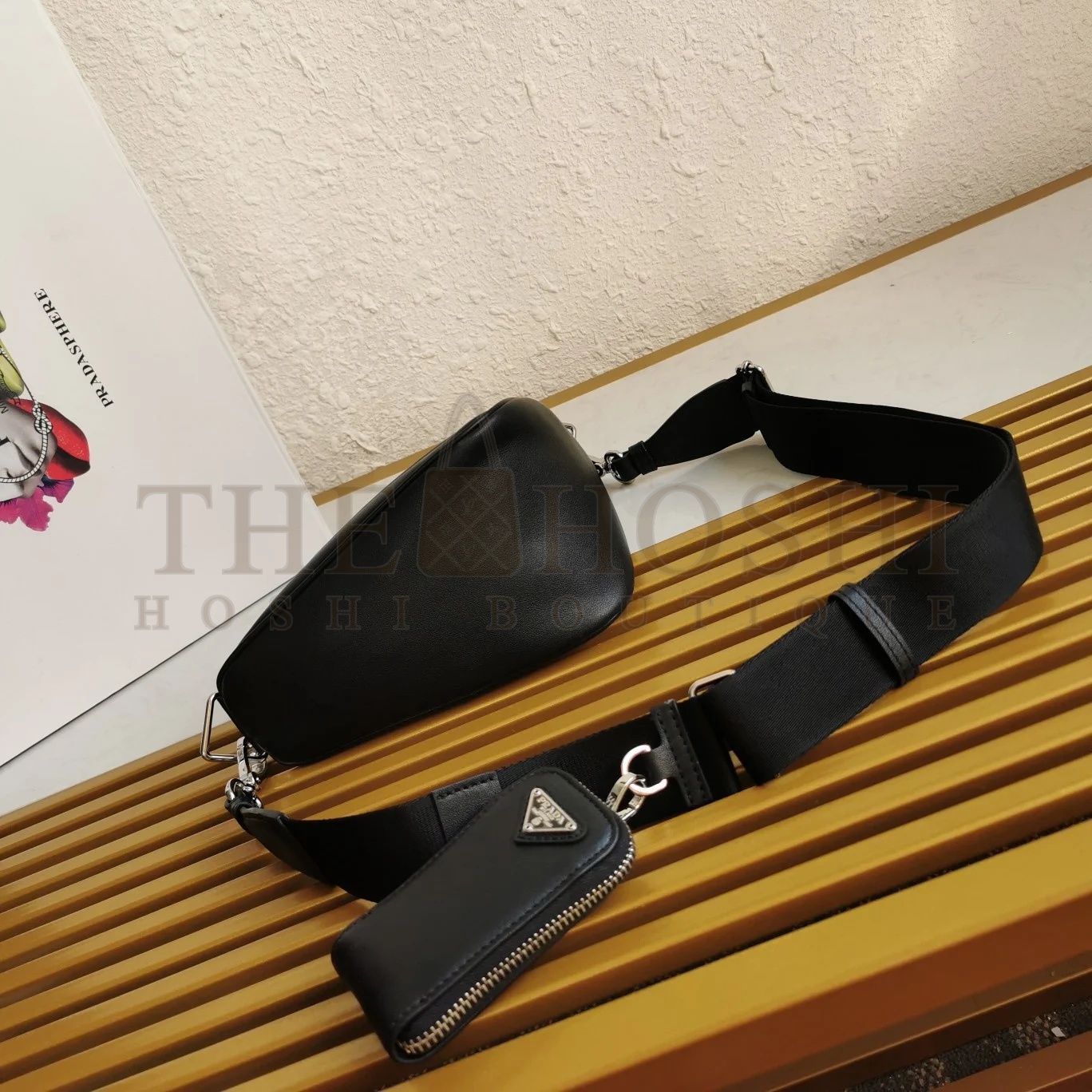 Pra*a Triangle Shoulder Bag In Black Calfskin Master Quality