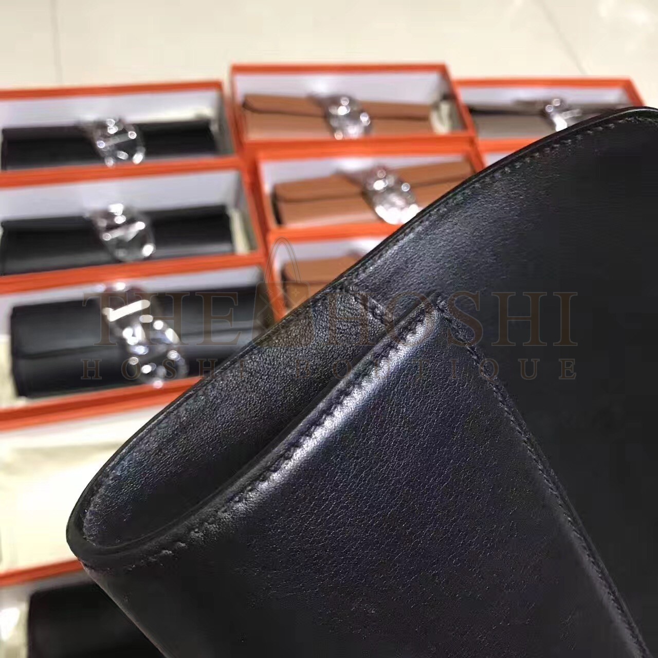 H**me5 Handmade Egee Clutch In Black Swift Leather Master Quality