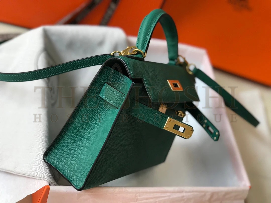 H**me5 Kelly Mini II Sellier Bag In Vert Vertigo Epsom Leather Master Quality