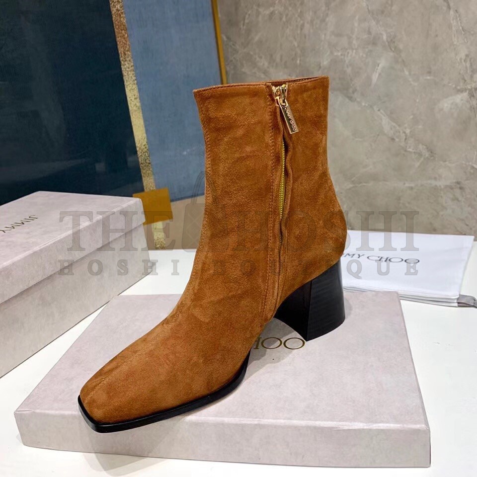 J1m*y Ch00 Bryelle 65mm Ankle Boots In Brown Suede Master Quality