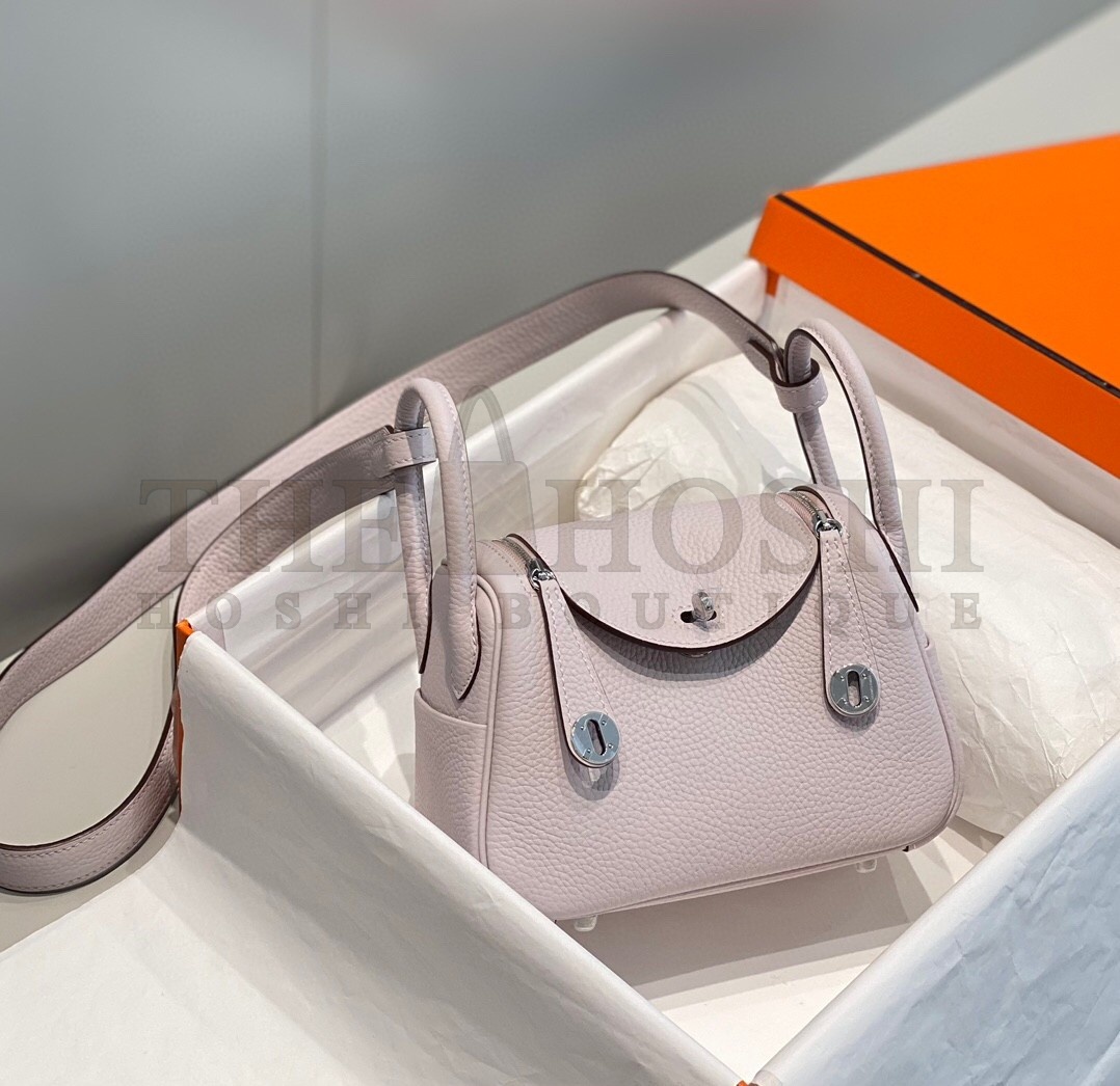 H**me5 Lindy Mini Bag In Mauve Pale Clemence Leather PHW Master Quality
