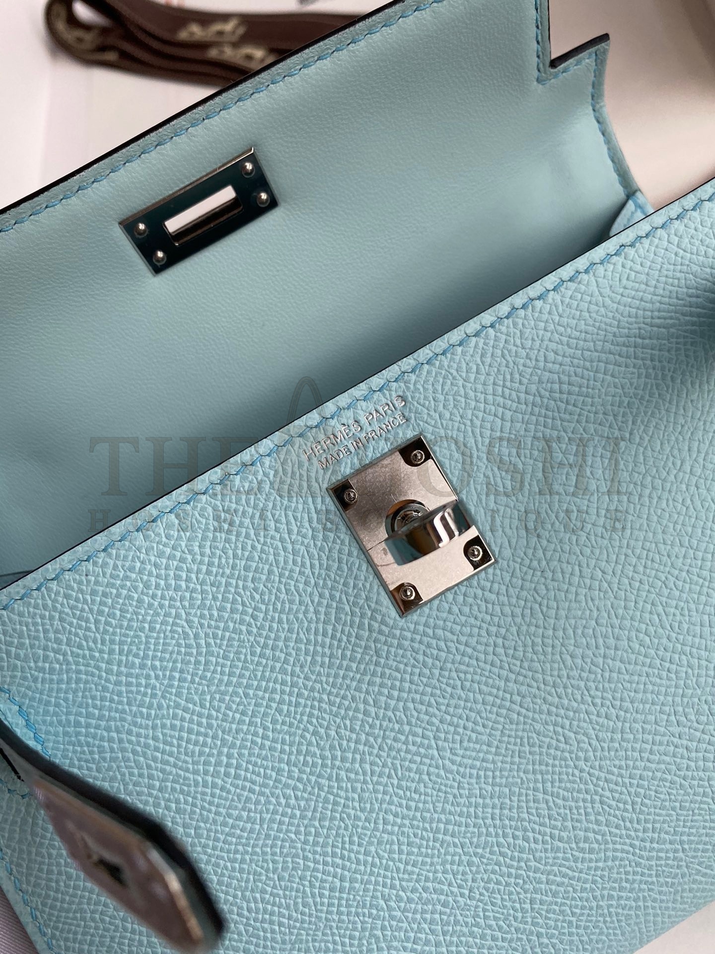 H**me5 Kelly Mini II Sellier Handmade Bag In Blue Zephyr Epsom Calfskin Master Quality