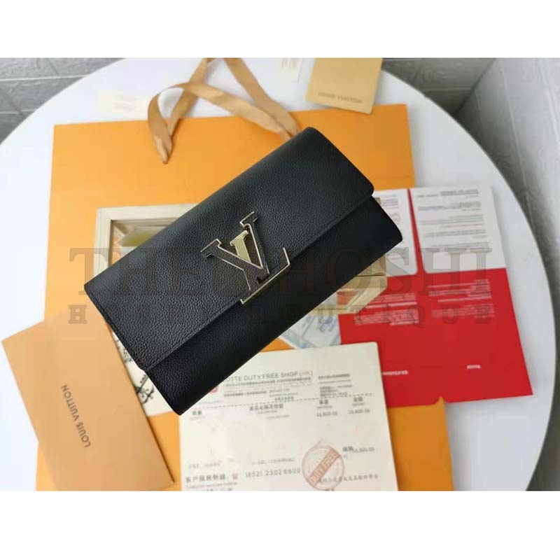L0vis Vvtt0n LV Women Capucines Wallet Taurillon Leather Outside Cowhide Leather Master Quality
