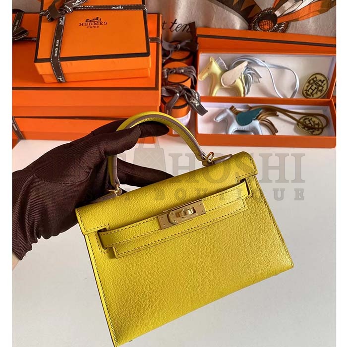 H**me5 Women Mini Kelly 20 Bag Suede Leather Gold Hardware-Gold Master Quality
