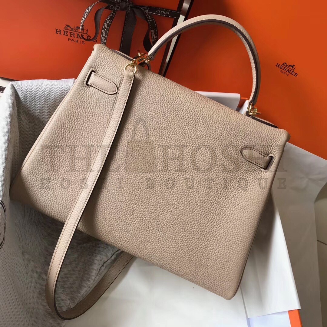 H**me5 Kelly 32cm Retourne Bag In Argile Clemence Leather Master Quality