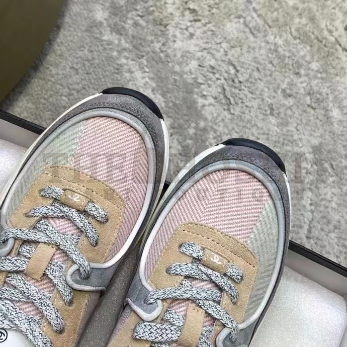 Ch**el Women CC Sneakers Fabric & Suede Calfskin Multicolor 1 Cm Heel Master Quality