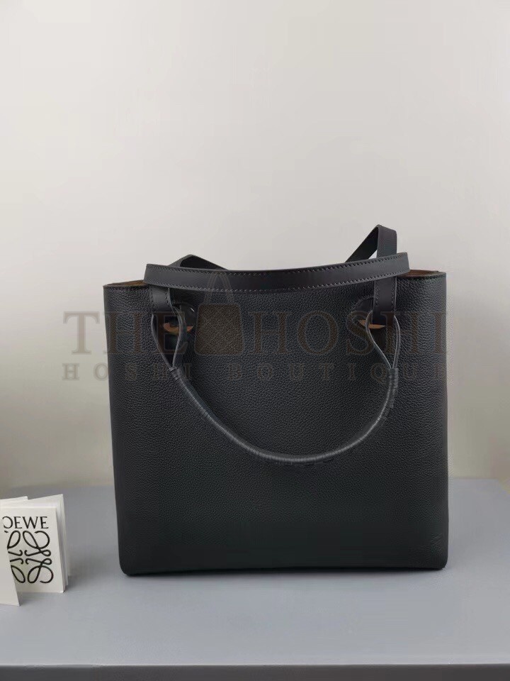 L0ew* Anagram Small Tote In Black Grained Calfskin Master Quality